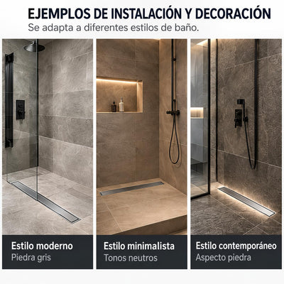 GME Canaleta de Ducha con Tapa Reversible para Ducha a RAS de Suelo