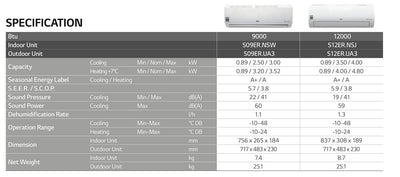 Aire acondicionado climatizador monosplit LG Standard Win Inverter 12000 BTU R32 S12ER