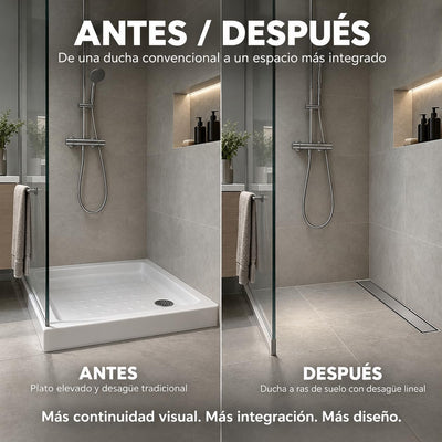 GME Canaleta de Ducha con Tapa Reversible para Ducha a RAS de Suelo