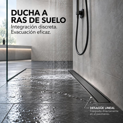 GME Canaleta de Ducha con Tapa Reversible para Ducha a RAS de Suelo