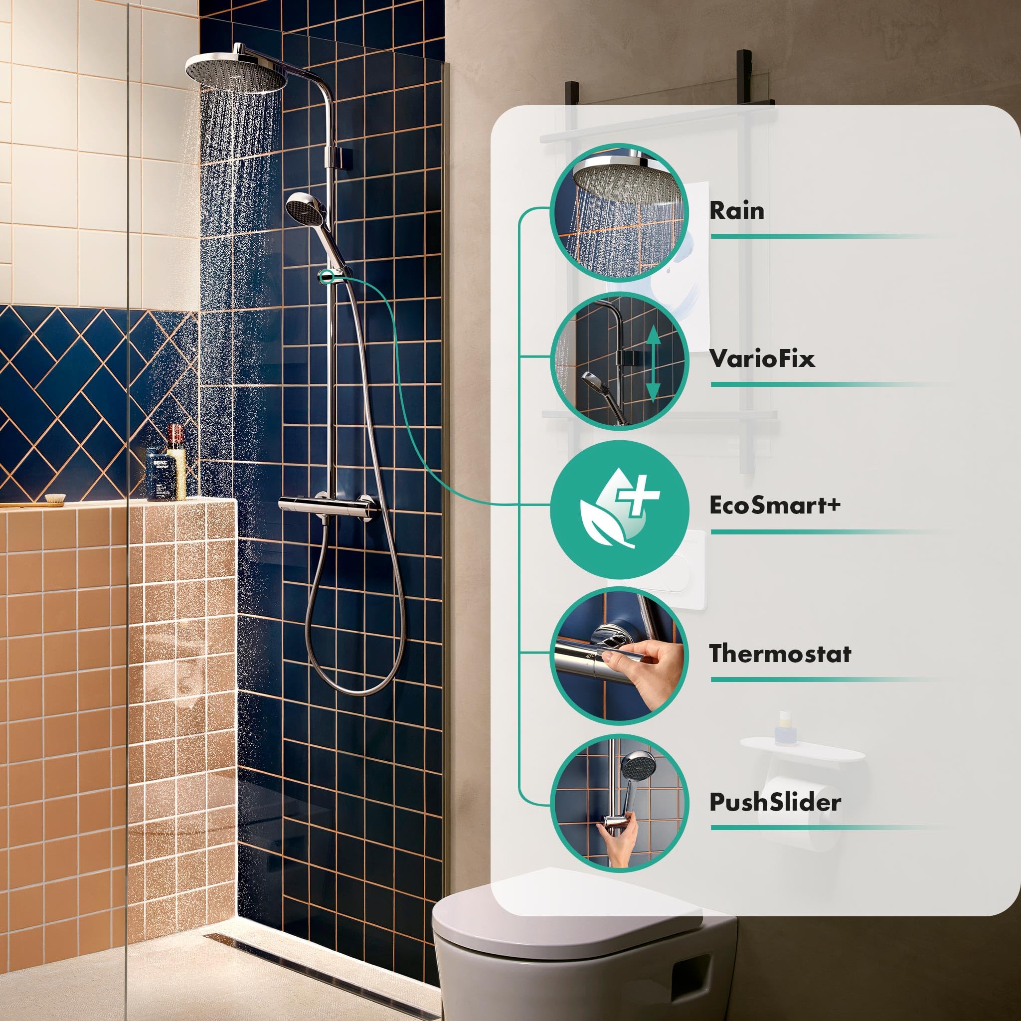 Columna de Ducha Termostático Hansgrohe Activera S 240 EcoSmart+ 28083000 Cromo