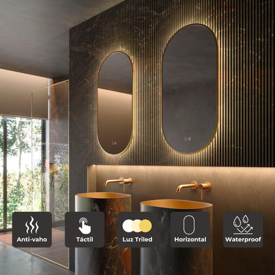 Espejo Baño IMEX Tokio TOKY022/90OC Oro Cepillado