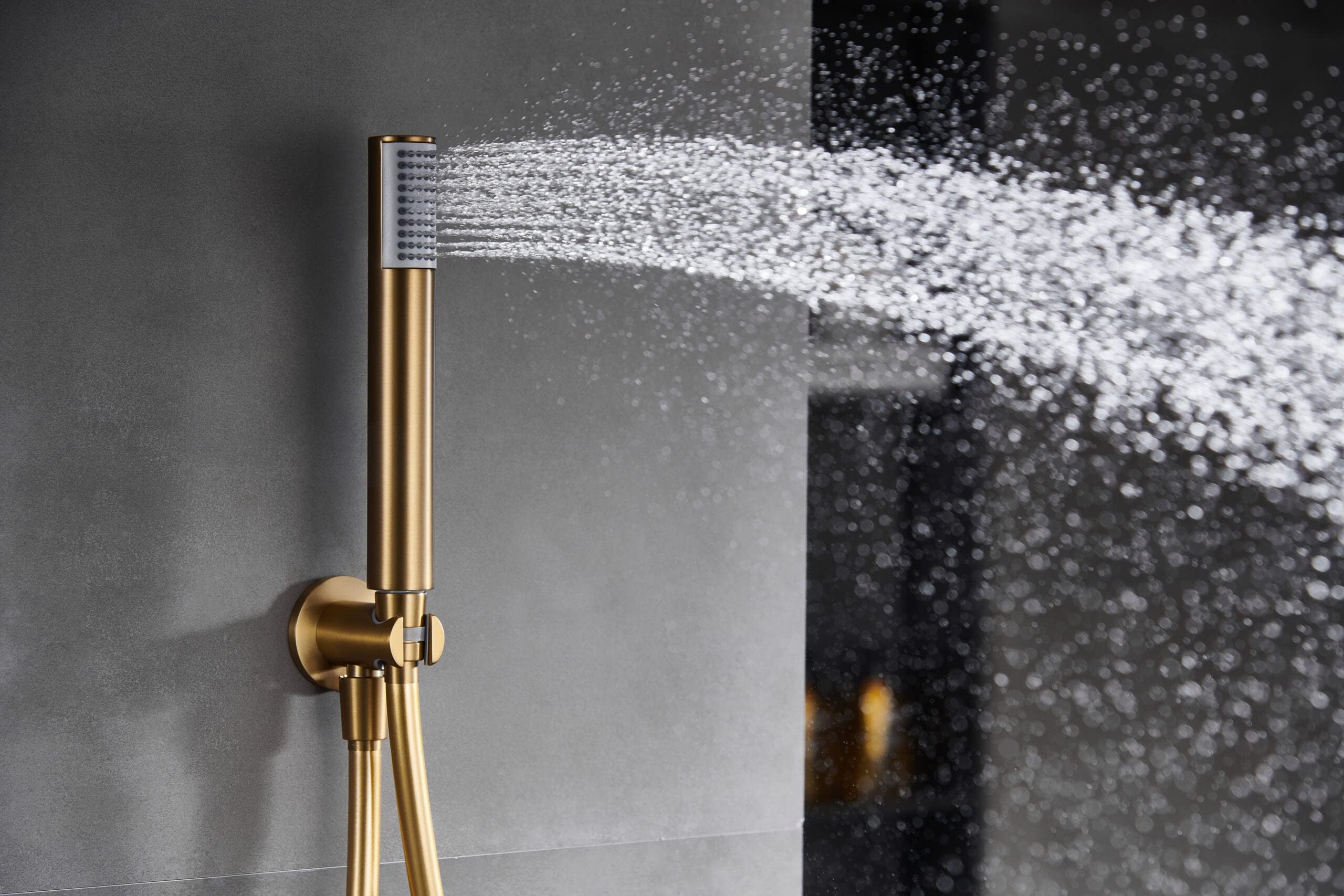 Imex - Conjunto de Ducha Empotrado Monomando Monza GPM039/OC | Oro cepillado, Latón de alta calidad, Diseño moderno