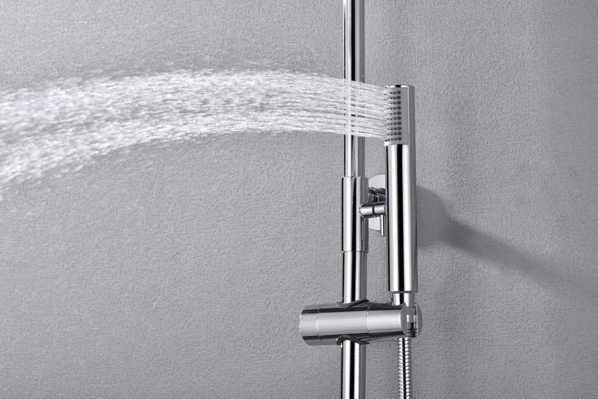 Imex - Barra de Ducha Termostática Monza GALYON | Cartucho Autolimpiable Turn Clean, Rociador Ø20 cm en Acero Inoxidable