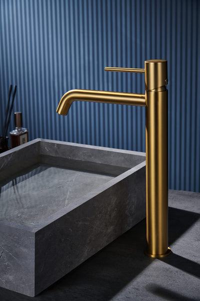 Grifo Lavabo Alto IMEX Monza BDM039-3 Oro Cepillado