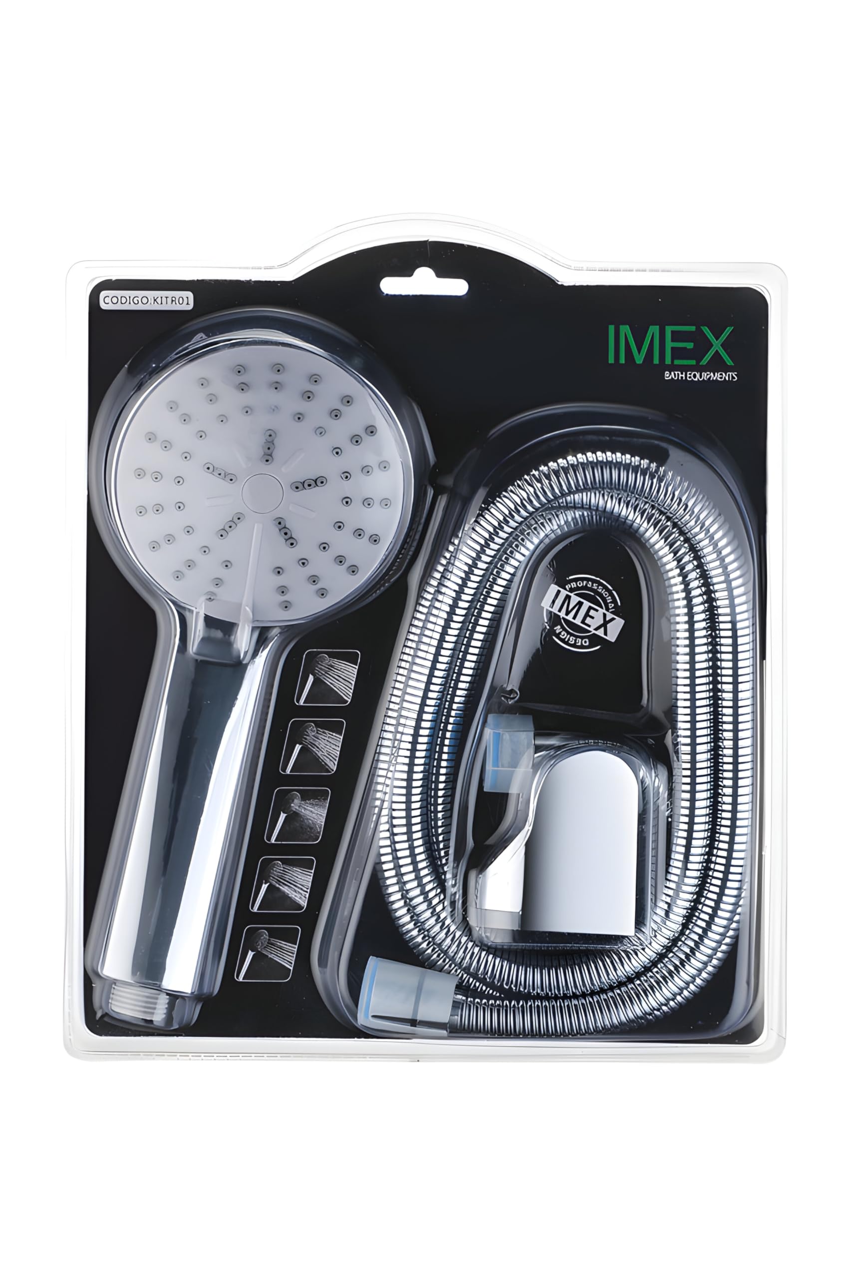 Imex - Cabezal Ducha Alta Presion ABS,Kit Alcachofa Ducha con Manguera y Soporte,Ducha de Mano con 5 Modos Baño de Ahorro de Agua - Modelo Rex