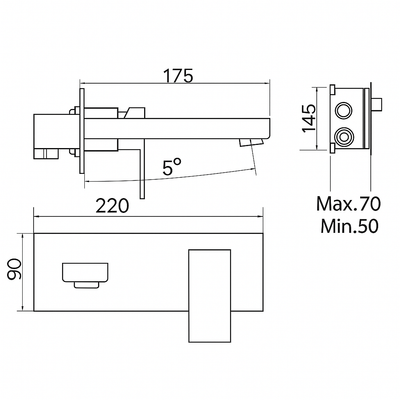 Grifo Lavabo Empotrado IMEX Suiza Cuadrado GLE020 Cromado