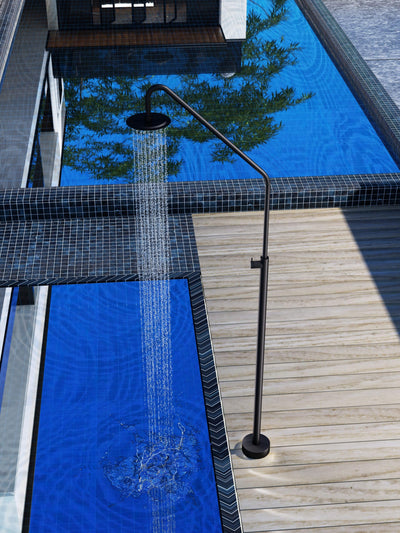Columna Ducha Exterior Poolimex Alaska GPA002 Negro Mate Acero Inoxidable S316
