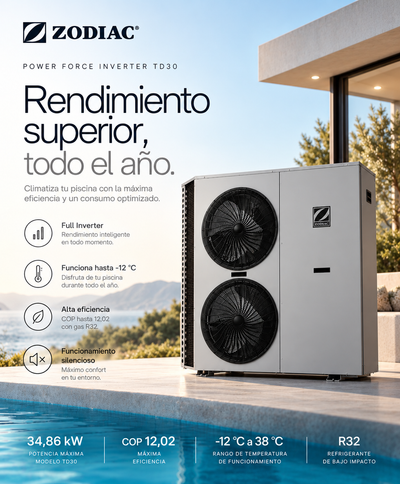 Bomba Calor Piscina Zodiac Power Force Inverter td30