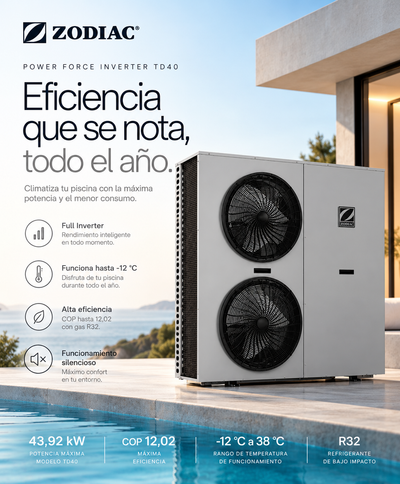 Bomba Calor Piscina Zodiac Power Force Inverter td40