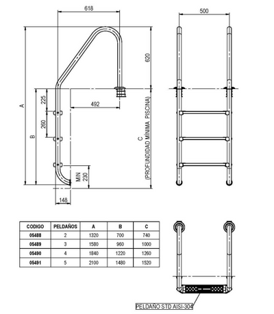 Escalera para Piscina Astralpool 3 Peldaños Acero Inox