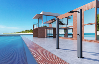 Columna Ducha Exterior Poolimex Phoenix GPP015 Gris Cobalto Negro Mate