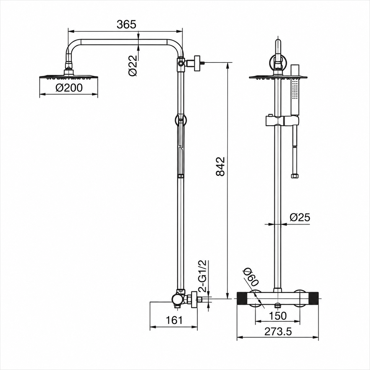 Columna Ducha Monomando IMEX Line BDD038 Cromo