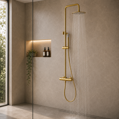 Columna de Ducha Monomando IMEX Monza BDM039 Oro Cepillado