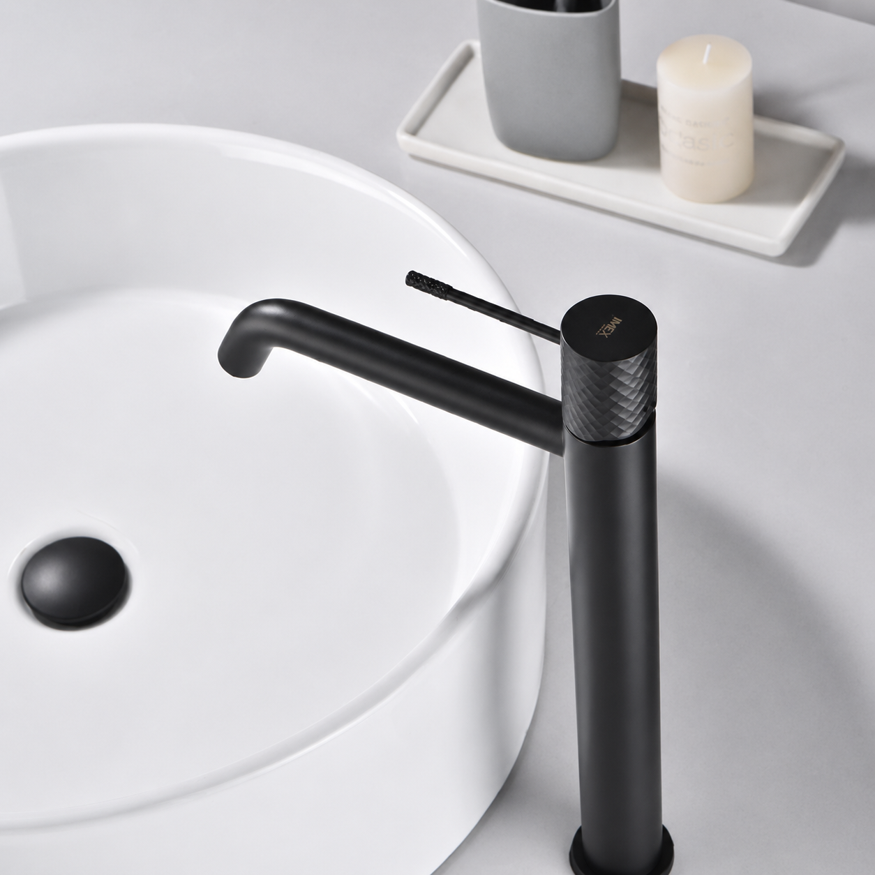 Monomando Lavabo Alto IMEX Génova BDG053-3NG Negro Mate