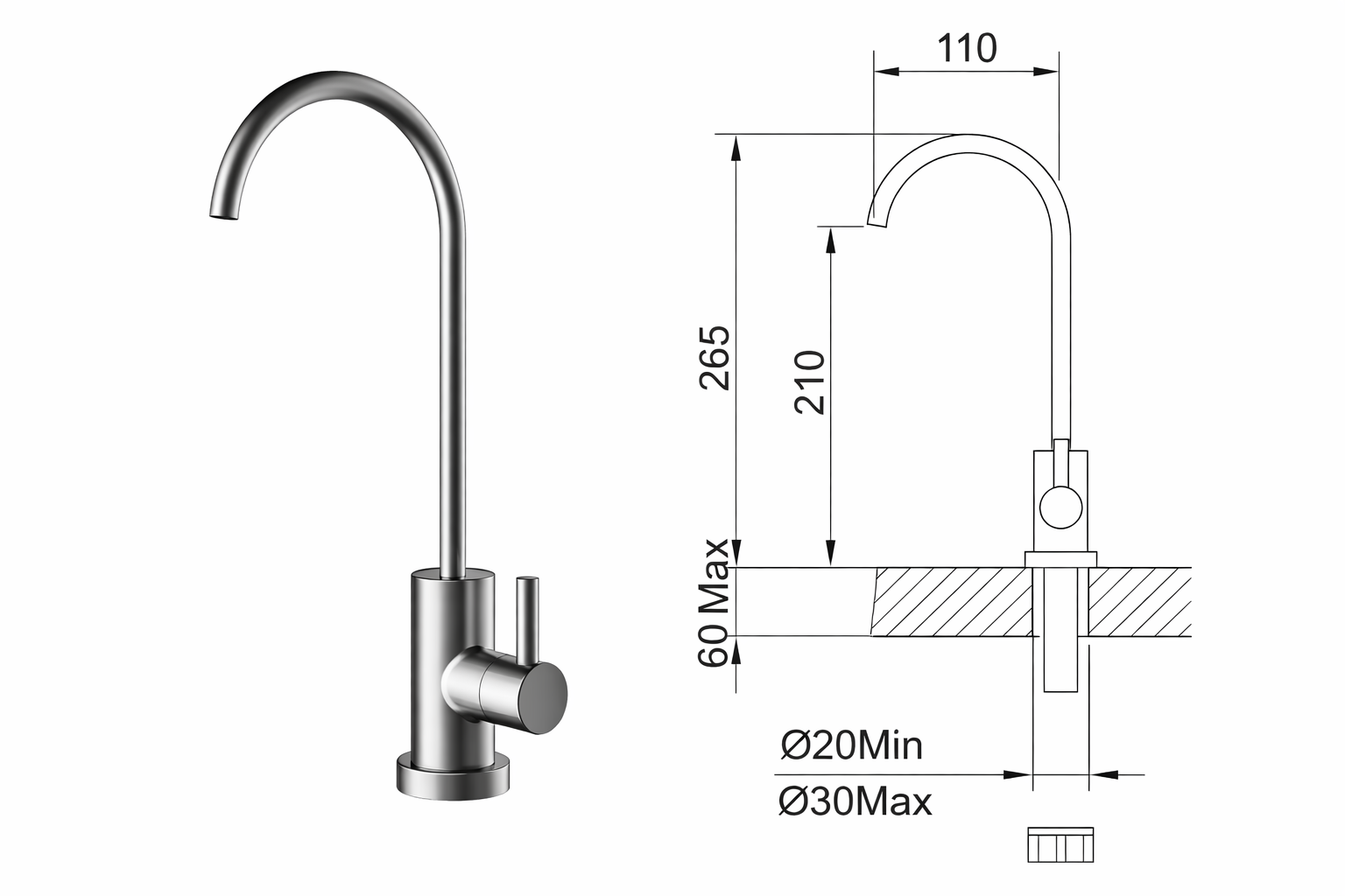 Sistema de Tratamiento de Agua Clever PURE 61430 | Ultrafiltración UF con Grifo Metal Free 1 Vía