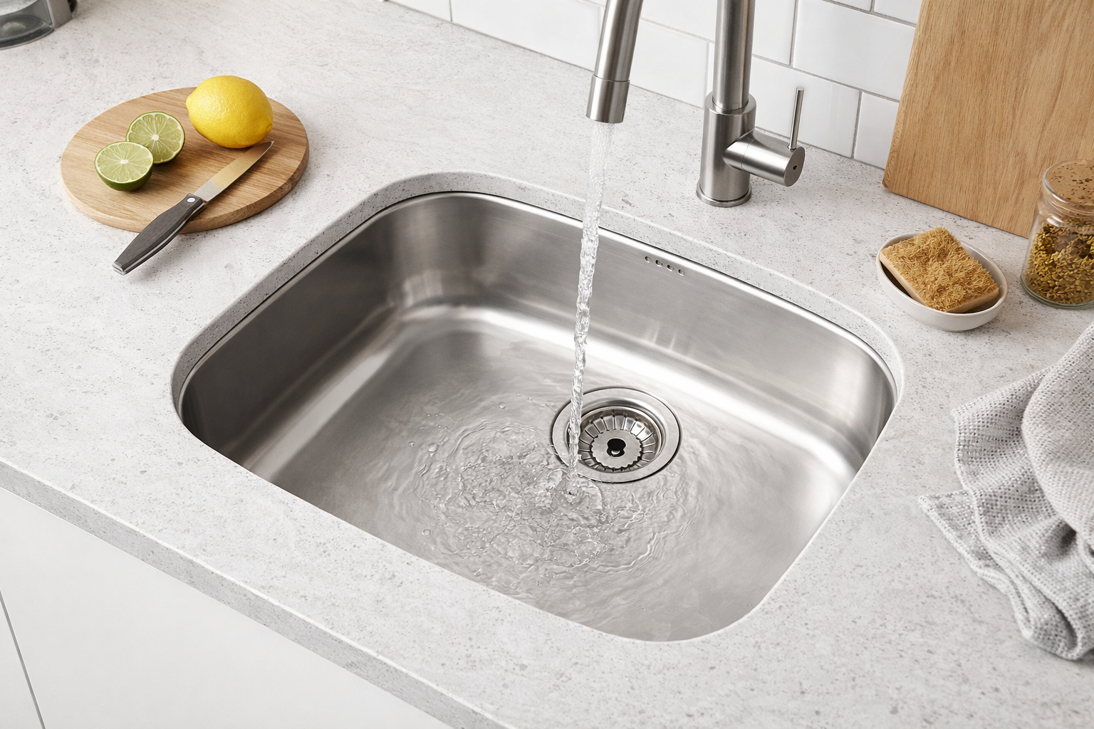 Fregadero Bajo Encimera Practic Hermes 690410 | 1 Seno Inox con Válvula Grande