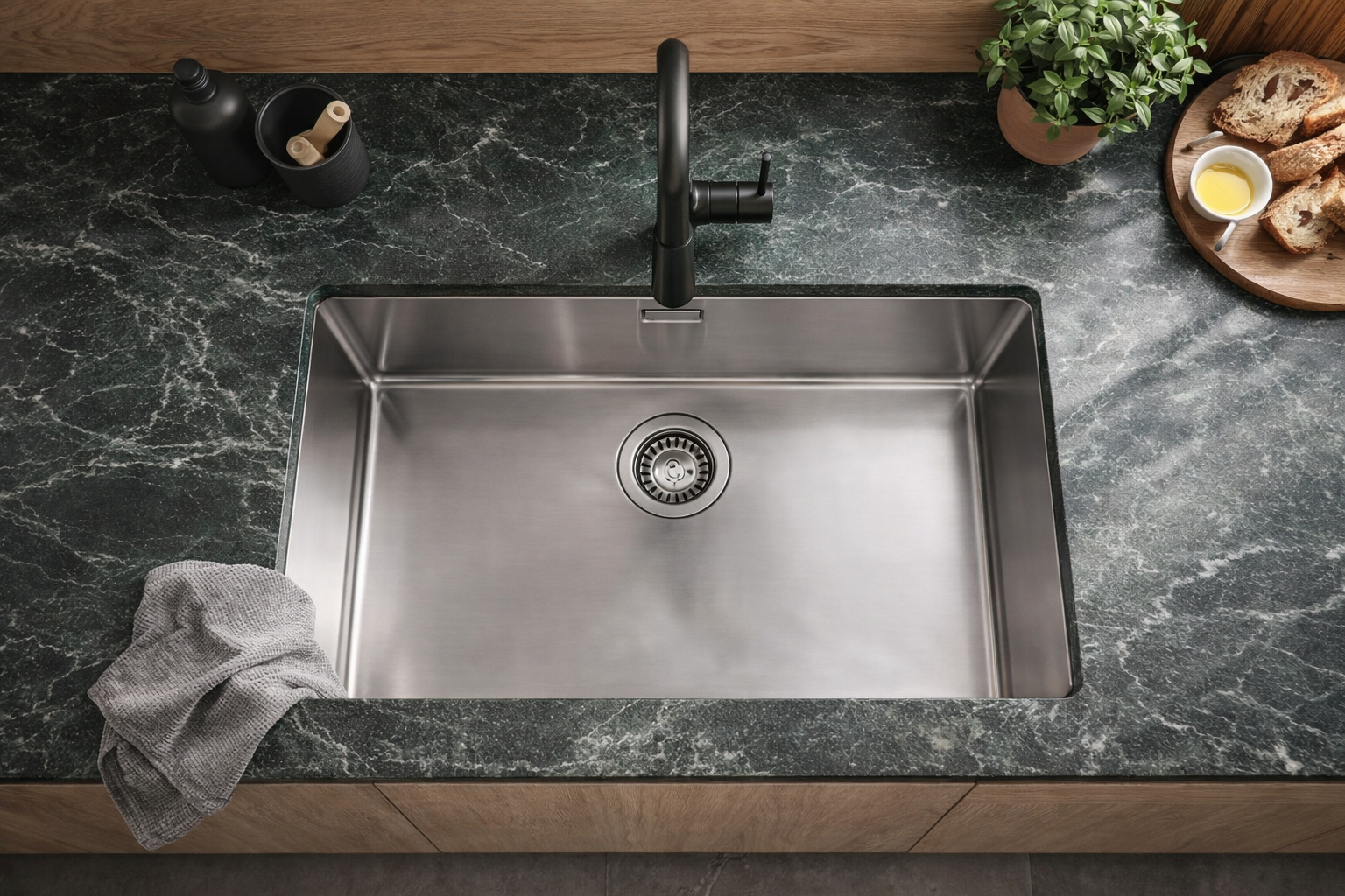 Fregadero Bajo Encimera Practic Valencia 690515 71x40 Inox | 1 Seno con Válvula Grande