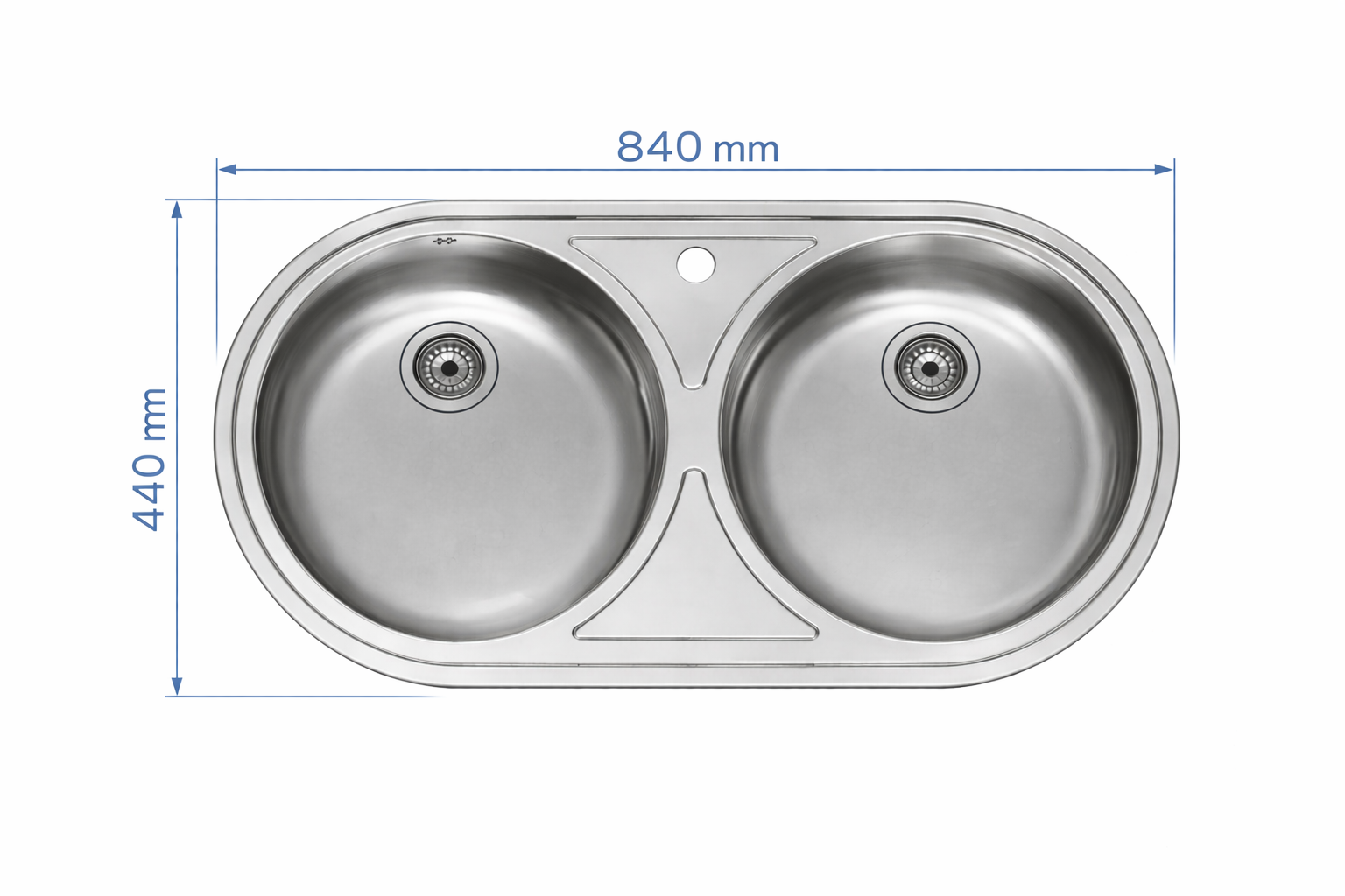 Fregadero Bajo Encimera Practic Lujo 2 Senos 84x44 Inox | Válvula con Rebosadero
