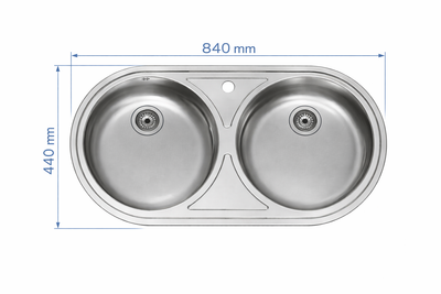 Fregadero Bajo Encimera Practic Lujo 2 Senos 84x44 Inox | Válvula con Rebosadero