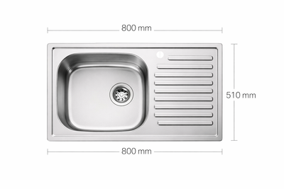 Fregadero Encastrar Practic Ares 690072 1 Seno 80x51 Inox | Escurridor Derecha