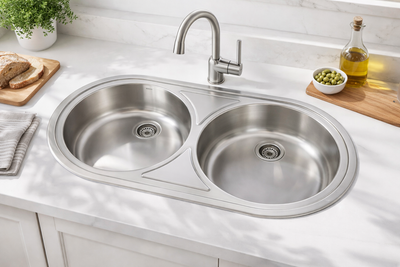 Fregadero Sobre Encimera Practic Lujo 690013 2 Senos 84x44 Inox | Válvula Grande