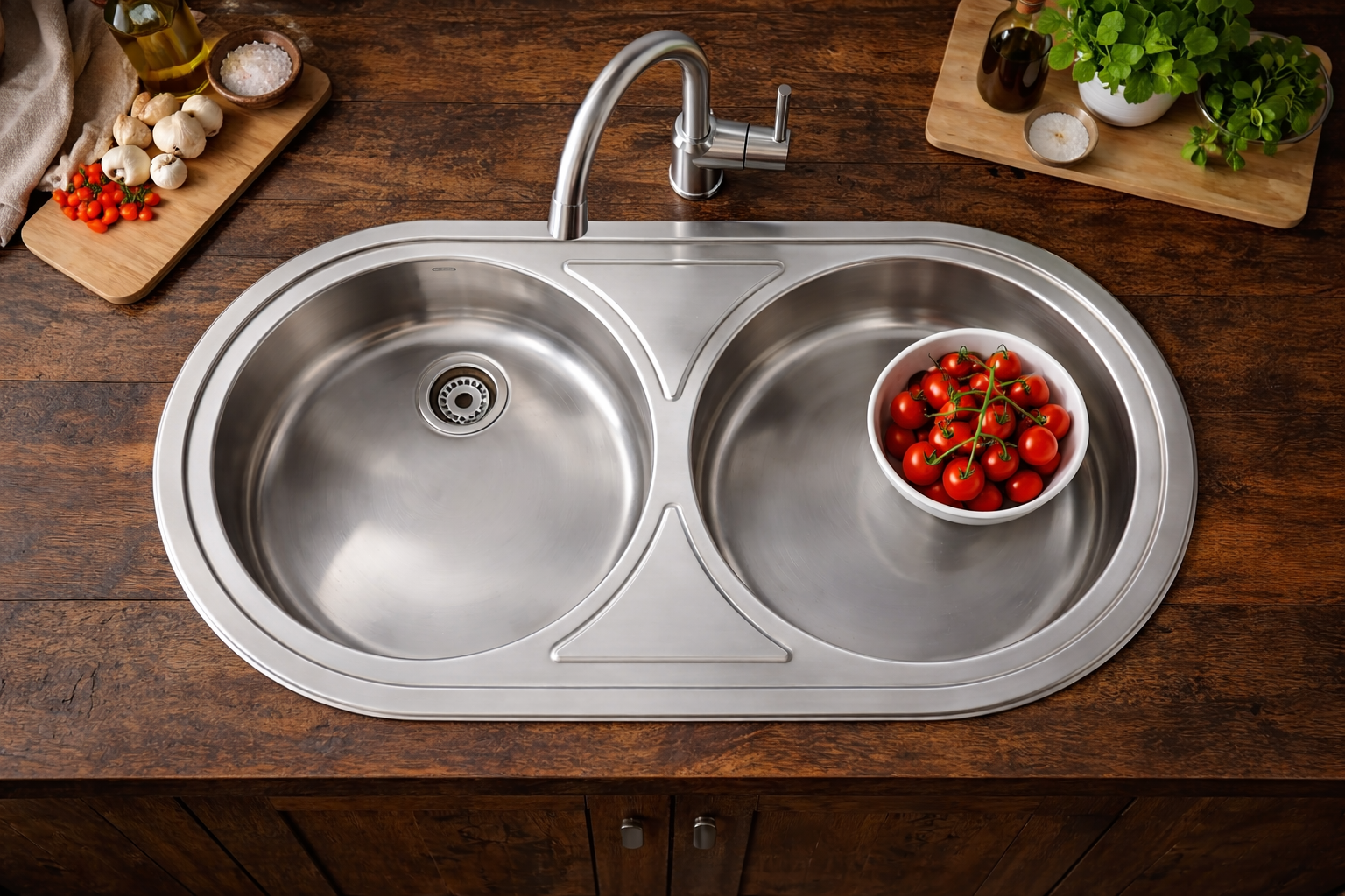 Fregadero Sobre Encimera Practic Lujo 690013 2 Senos 84x44 Inox | Válvula Grande