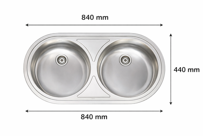 Fregadero Sobre Encimera Practic Lujo 690013 2 Senos 84x44 Inox | Válvula Grande