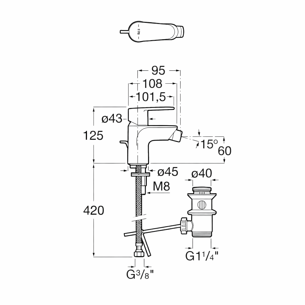 Grifo Bidé ROCA Victoria Plus A5A624FC00 Cromado