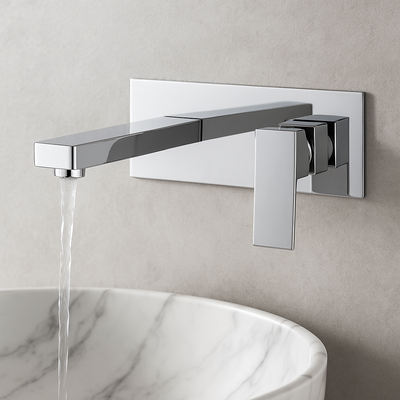 Grifo Lavabo Empotrado IMEX Suiza Cuadrado GLE020 Cromado