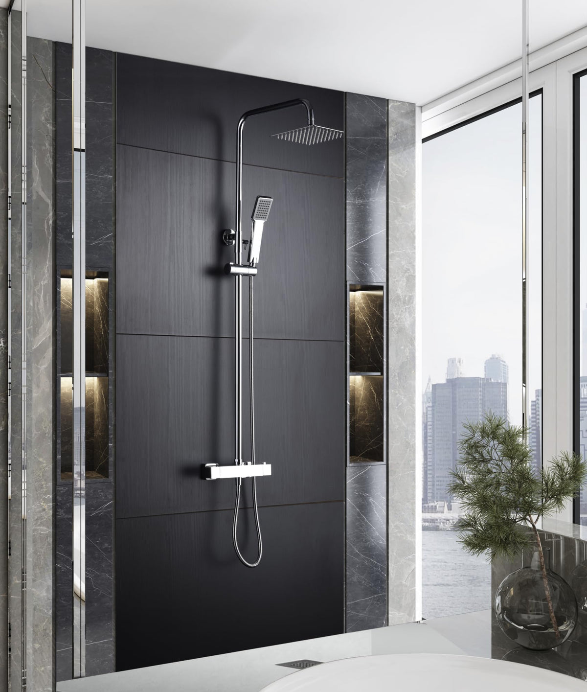 Columna de Ducha Termostático IMEX Art BTAR025  cromo 1
