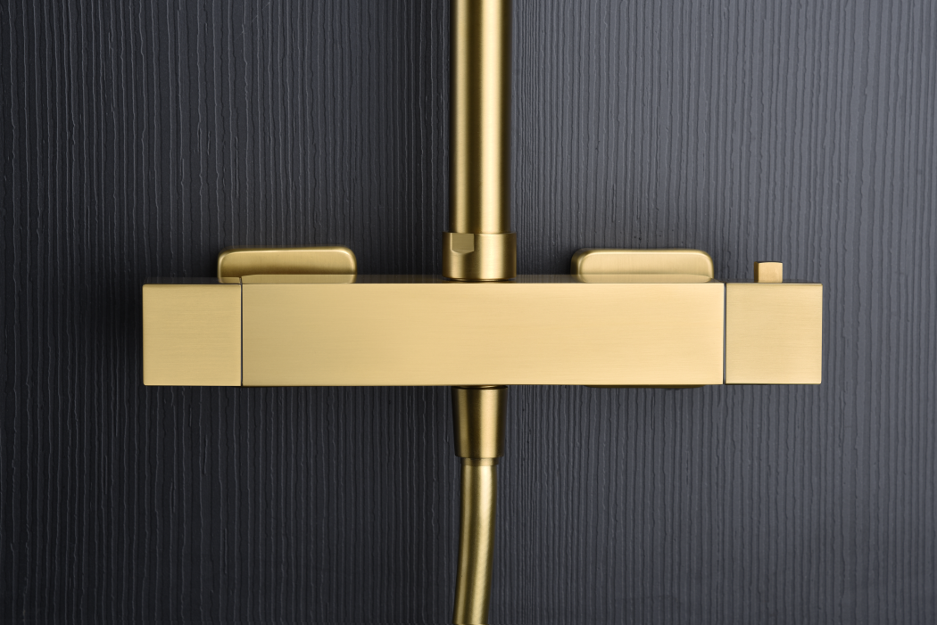 Columna de Ducha Termostático IMEX Art BTAR025  oro cepillado 004
