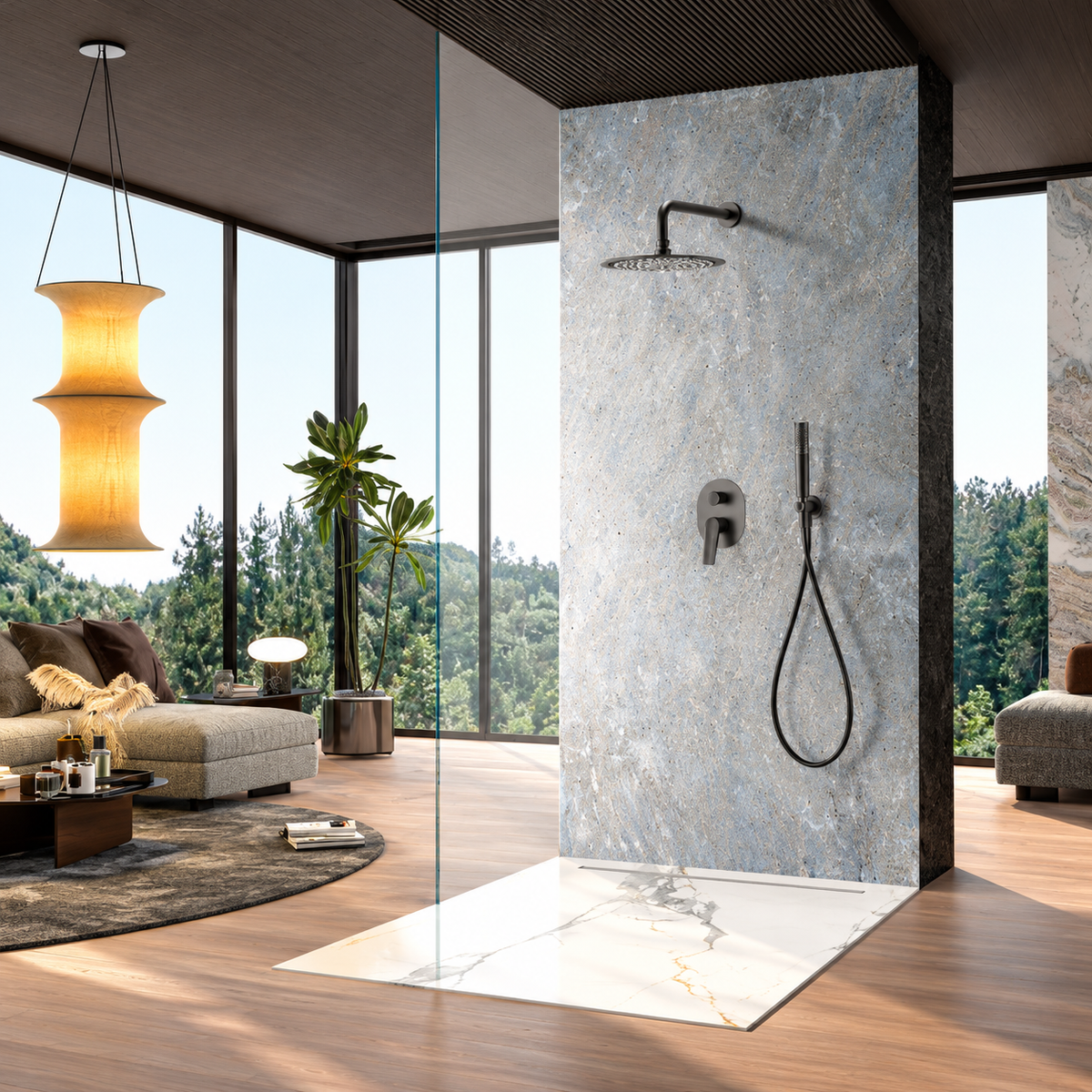Conjunto de ducha empotrado monomando GPD055 NEGRO MATE LIFESTYLE
