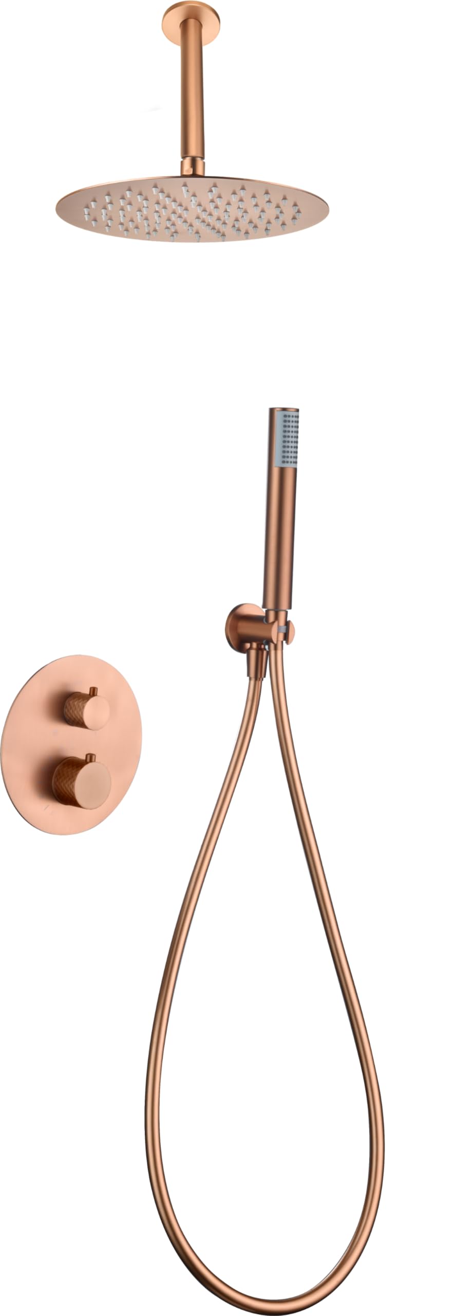 Conjunto ducha empotrado termostático IMEX Piamonte GTP059ORC oro rosa cepillado