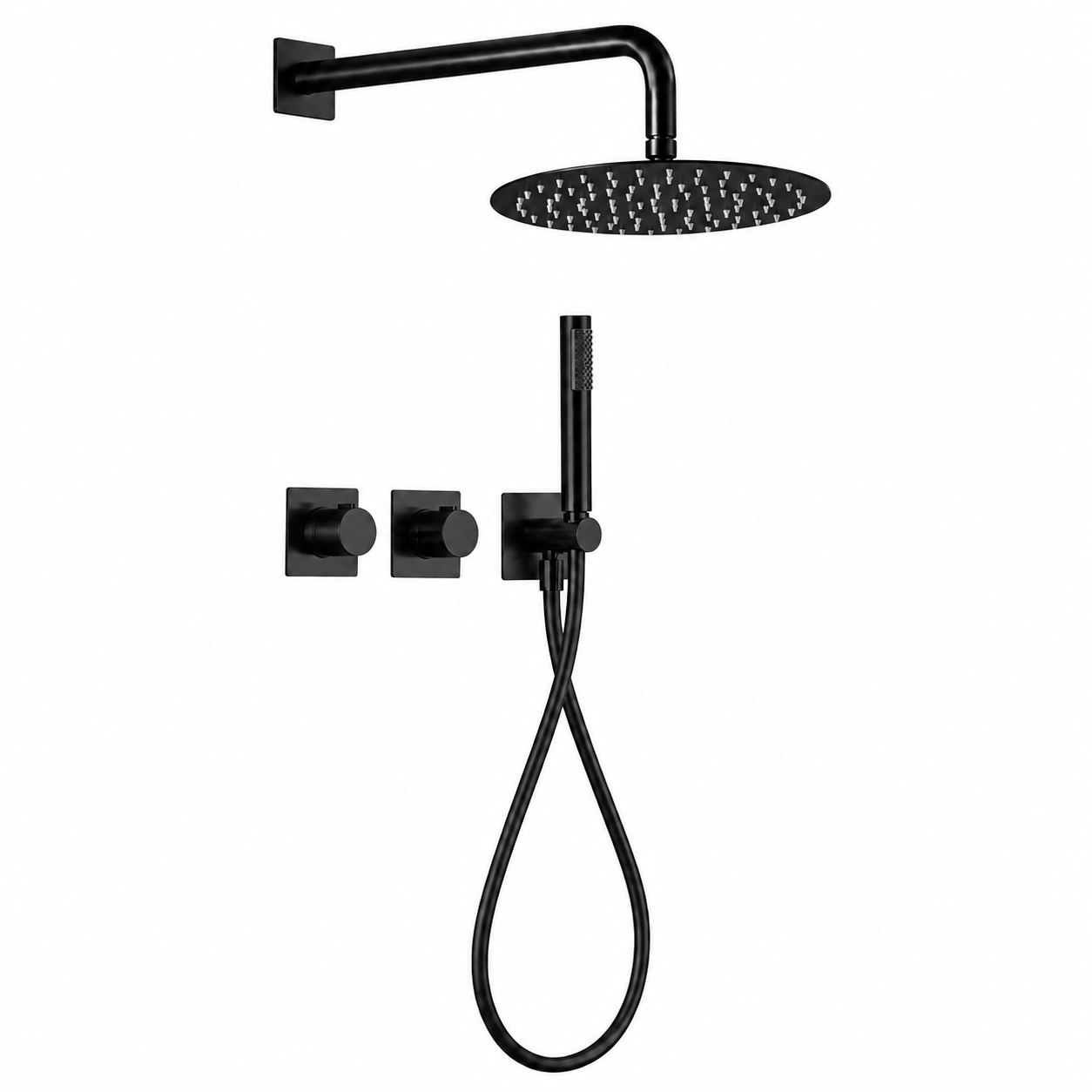 Conjunto ducha empotrado termostático IMEX Tíbet GTT054NG negro mate