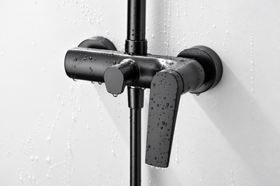 Conjunto ducha monomando IMEX Delos BDD055 negro mate detalle