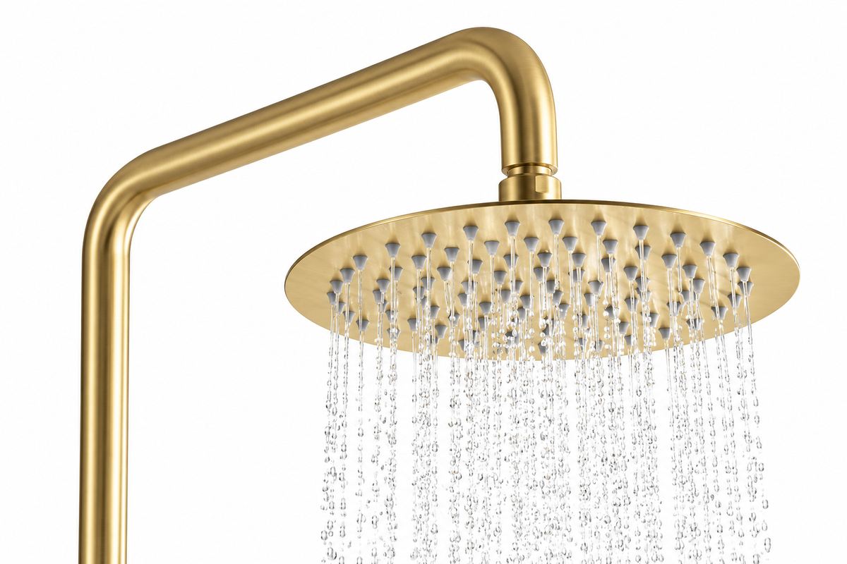 Conjunto ducha monomando IMEX Delos BDD055 oro cepillado panel