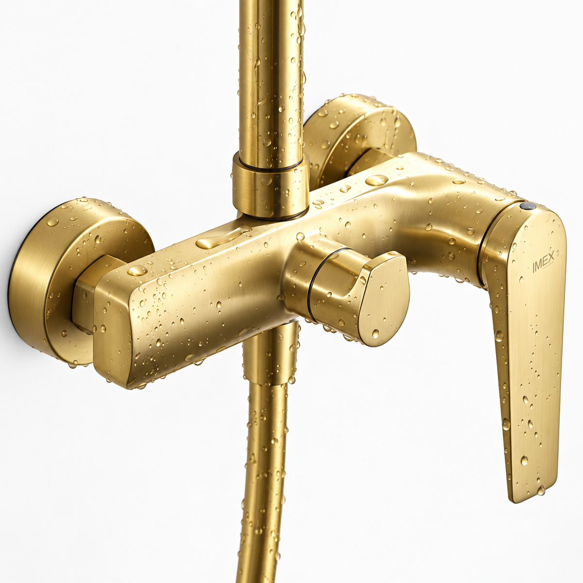 Conjunto ducha monomando IMEX Delos BDD055 oro cepillado detalle