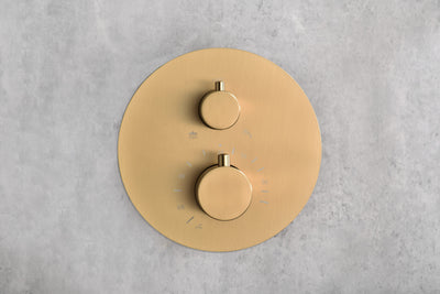 Sistema Ducha Empotrado Termostático IMEX Monza GTM039OC Oro Cepillado