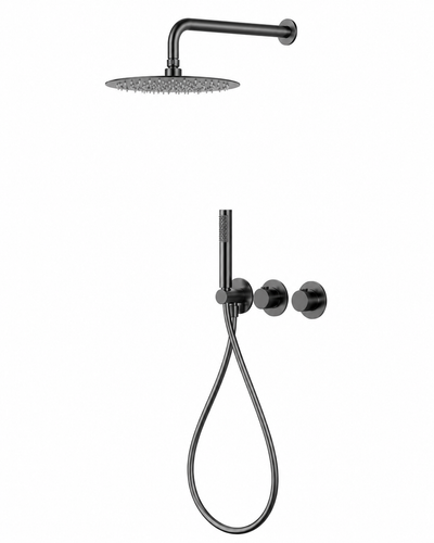 Ducha empotrada termostática IMEX Assen GTA052 con rociador redondo Ø25 black gun metal