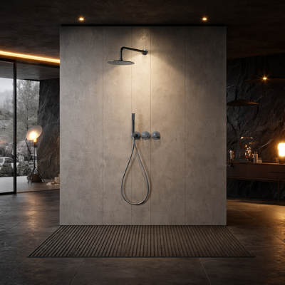 Ducha empotrada termostática IMEX Assen GTA052 con rociador redondo Ø25 black gun metal 1