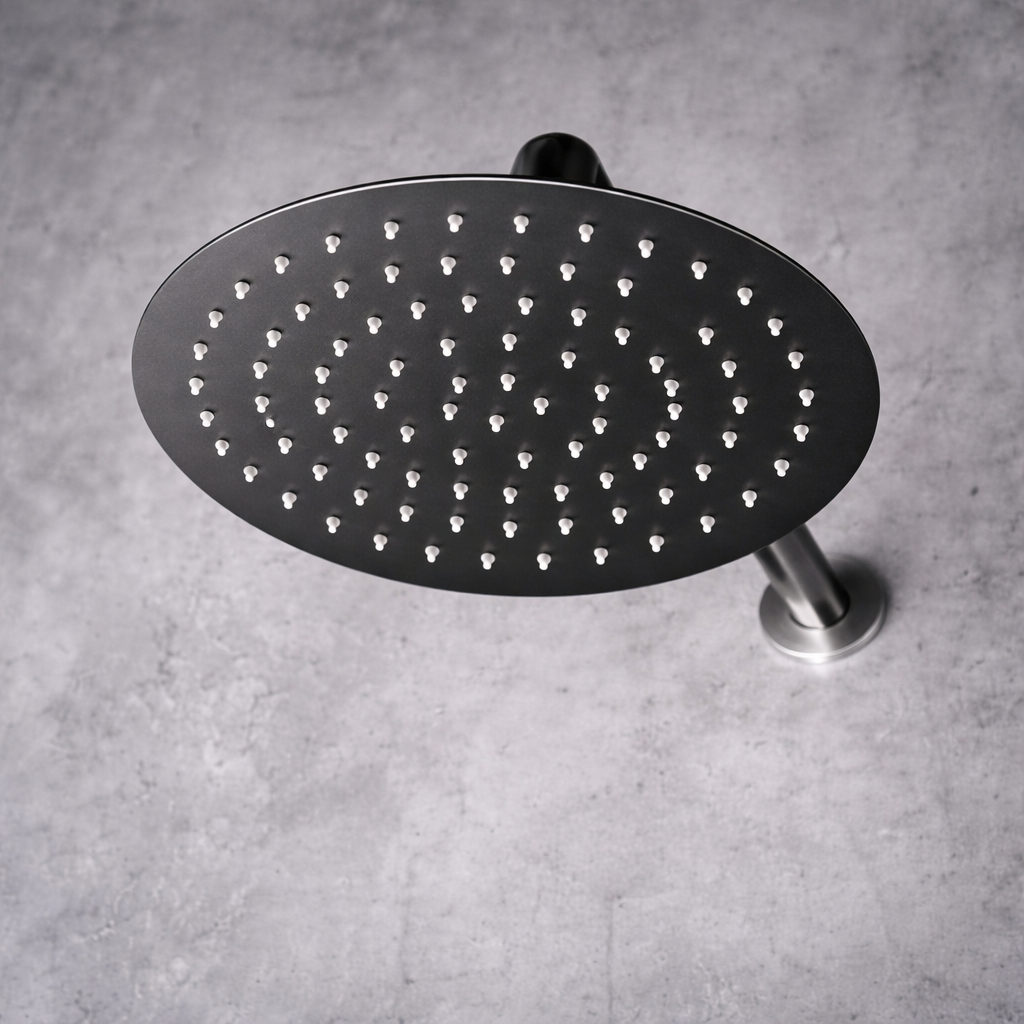 Ducha empotrada termostática IMEX Assen GTA052 con rociador redondo Ø25 negro mate casa
