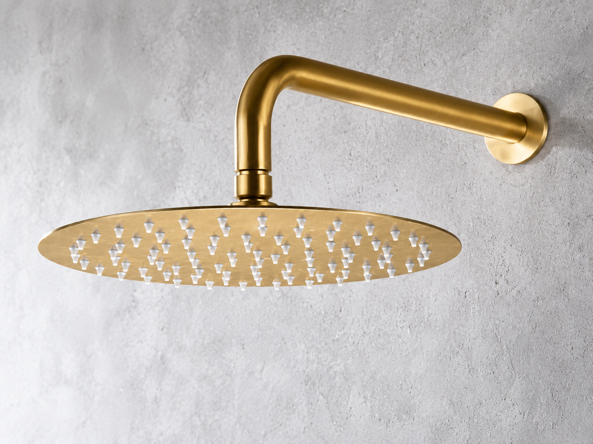 Ducha empotrada termostática IMEX Assen GTA052 con rociador redondo Ø25 oro cepillado casa 01