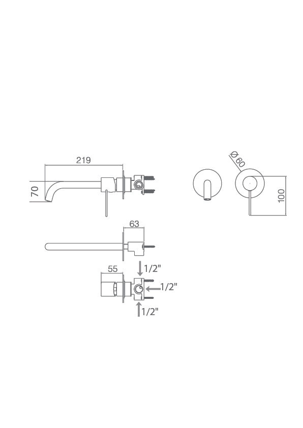 Grifo Lavabo Empotrado IMEX Moscú Acero Inoxidable AISI 316 Cromado