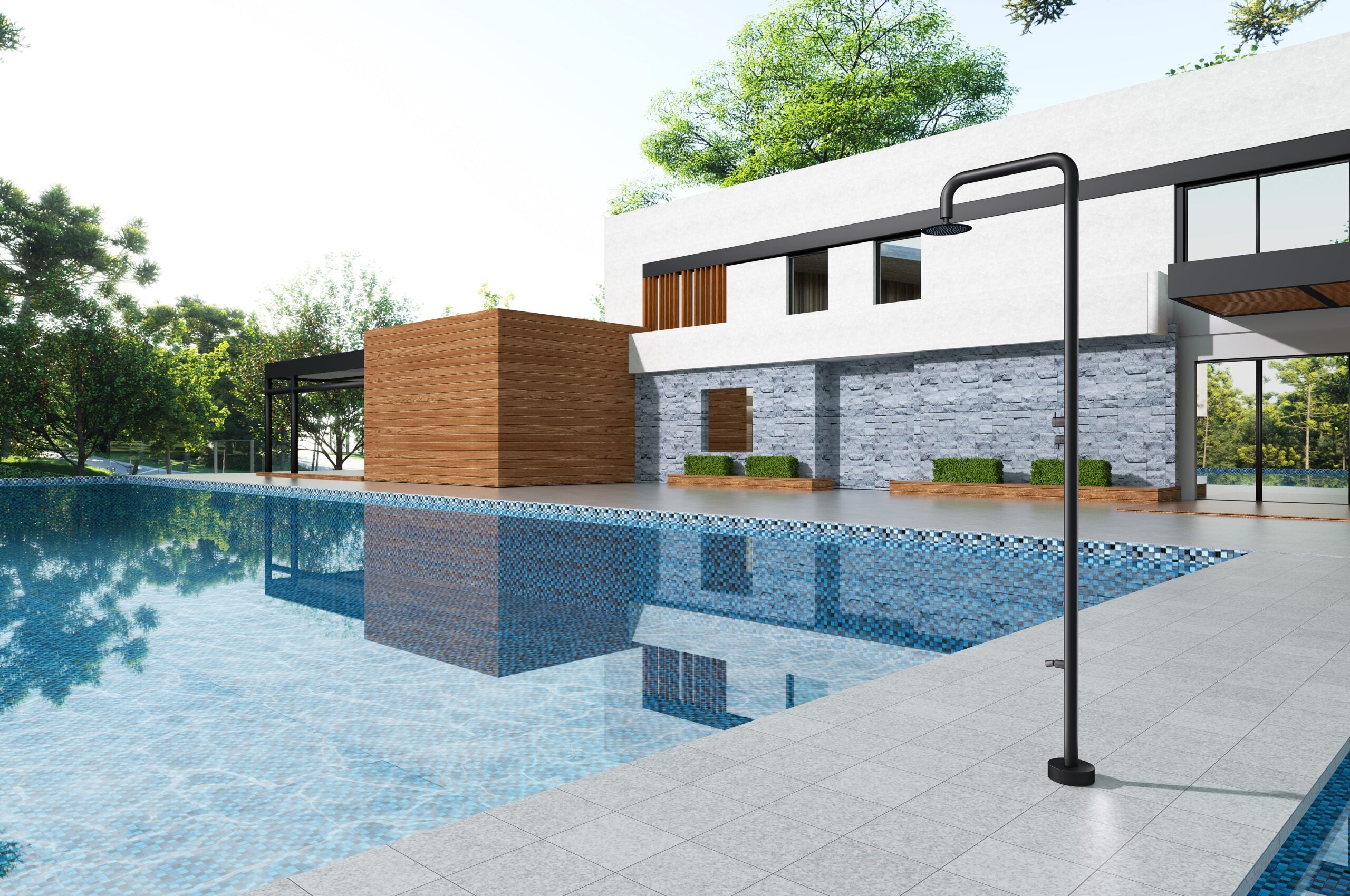Columna Ducha Exterior Poolimex Michigan GPM007 Negro Mate