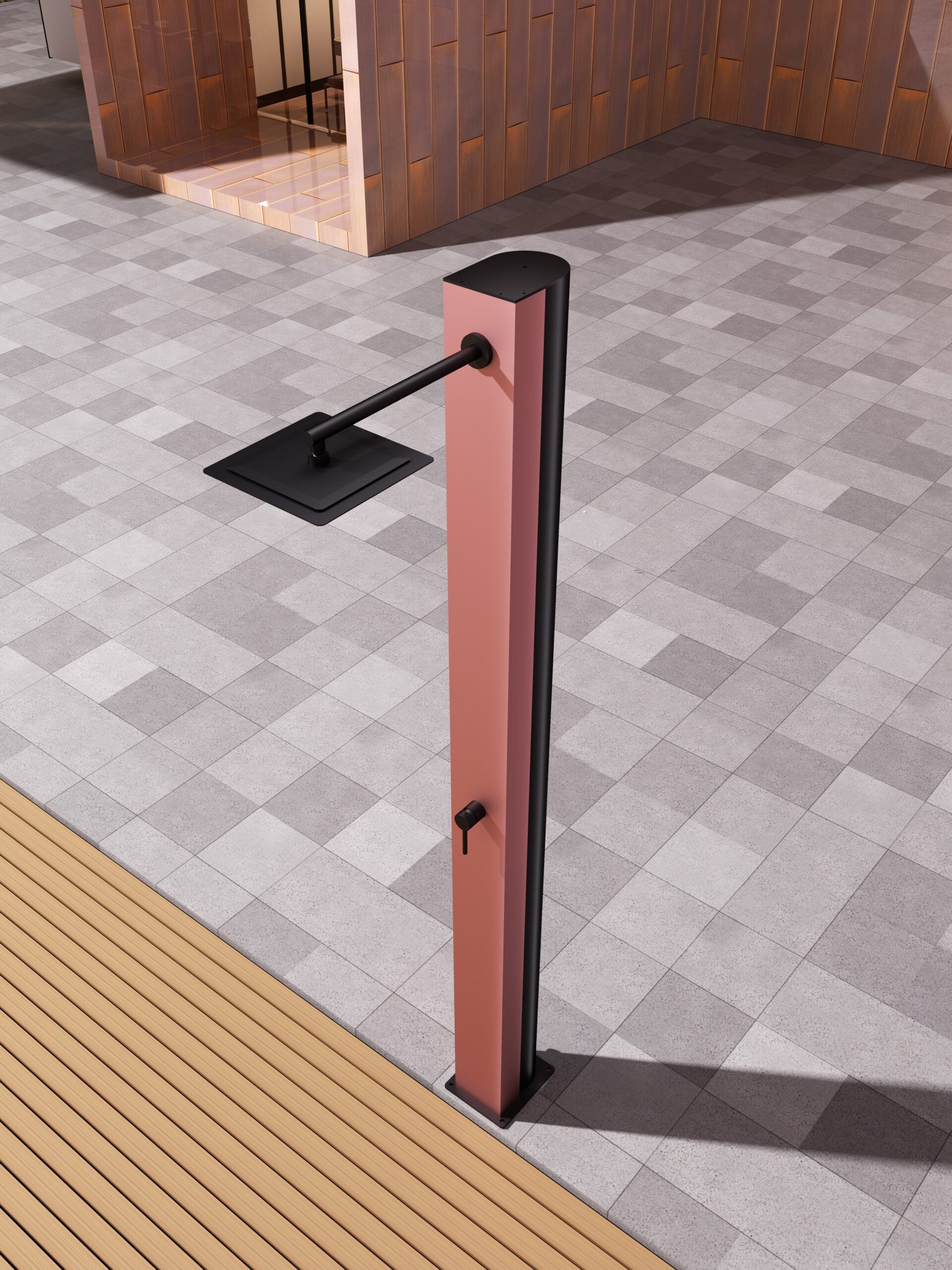 Columna Ducha Exterior Poolimex Phoenix GPP015 Rosa Coral Negro Mate