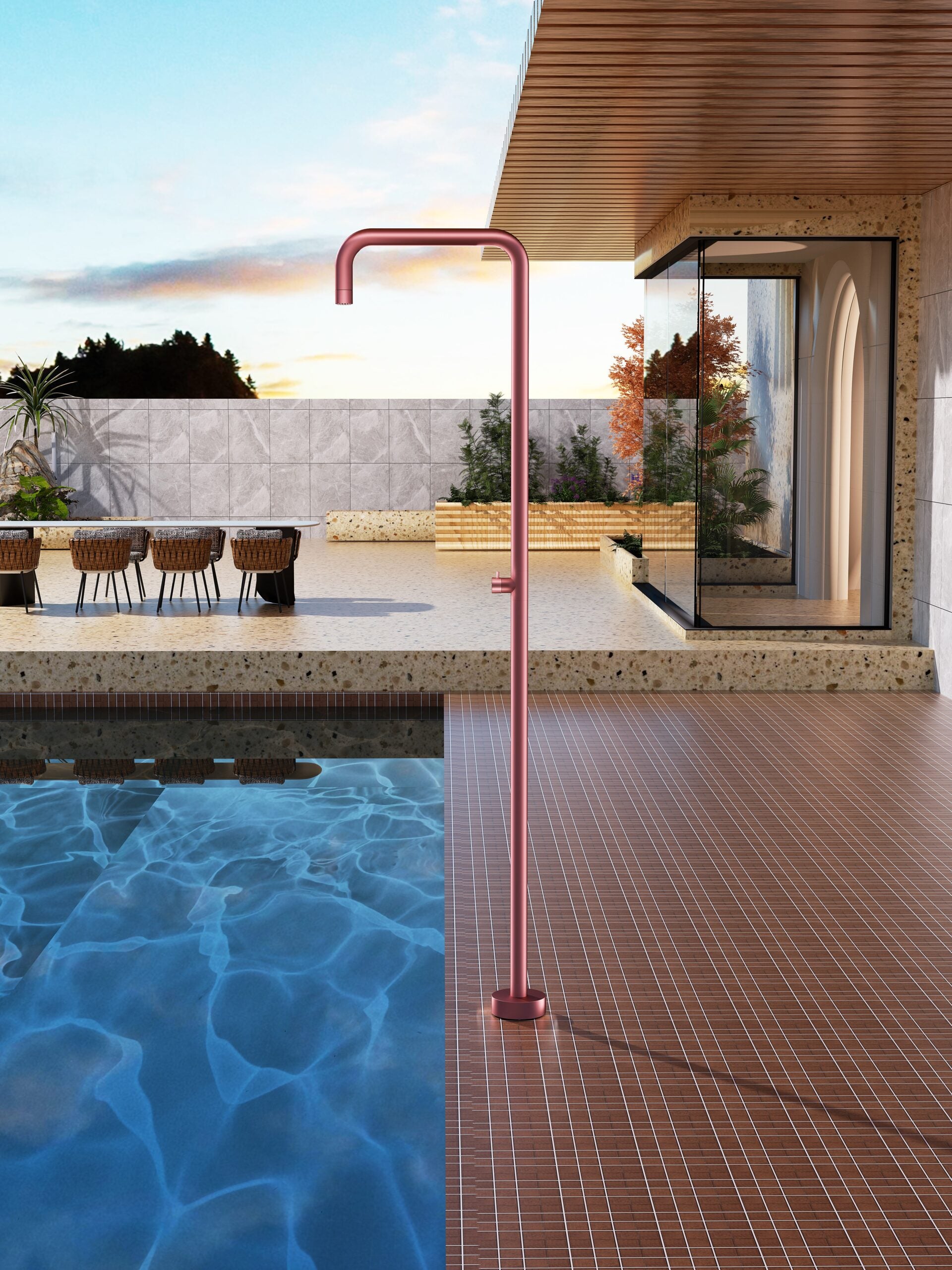 Columna Ducha Exterior Poolimex Utah GPU010 Rosa Coral