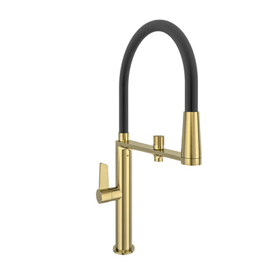 Grifo de cocina profesional Ramon Soler Kitchen Pure Water en oro cepillado