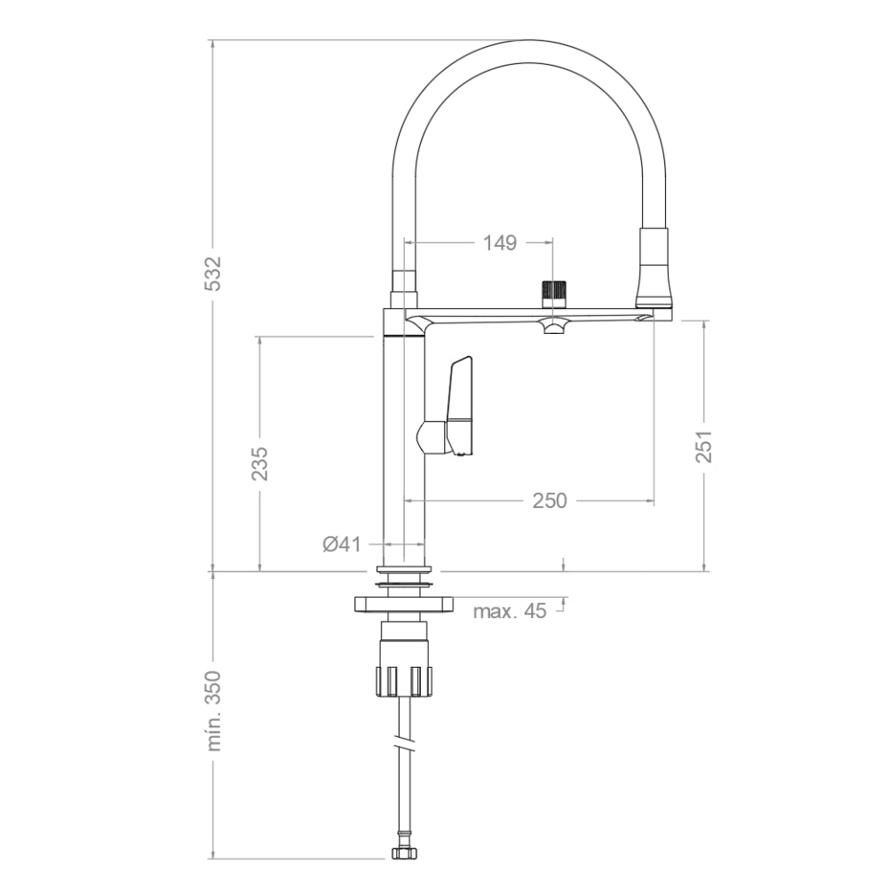 Grifo de cocina profesional Ramon Soler Kitchen Pure Water medidas