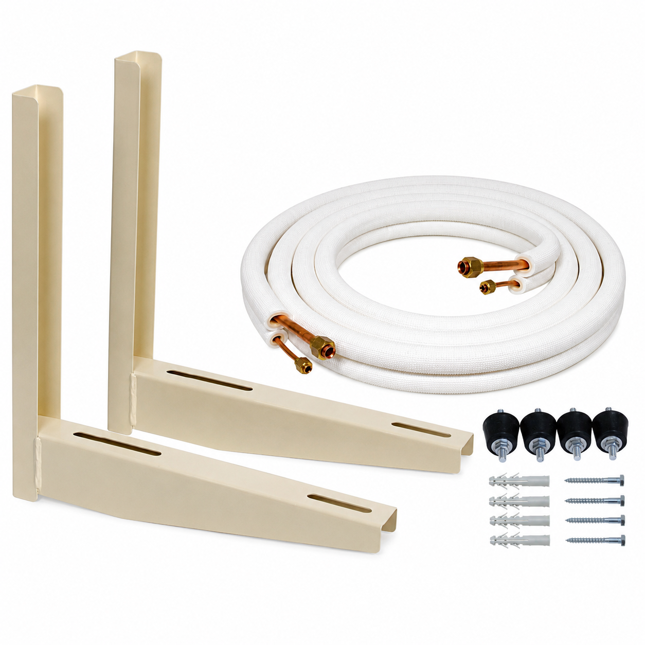 Kit instalación aire acondicionado tubo de cobre doble aislado 1/4 + 3/8 soporte antivibradores fijación